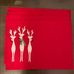 Crate and Barrel reindeer embroidered table mats-4